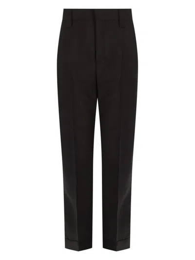Versace Brown Mohair Wool Cotton Viscose Trousers In Black
