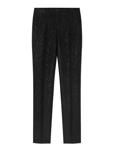 Versace Leopard Jacquard Formal Trousers In Black