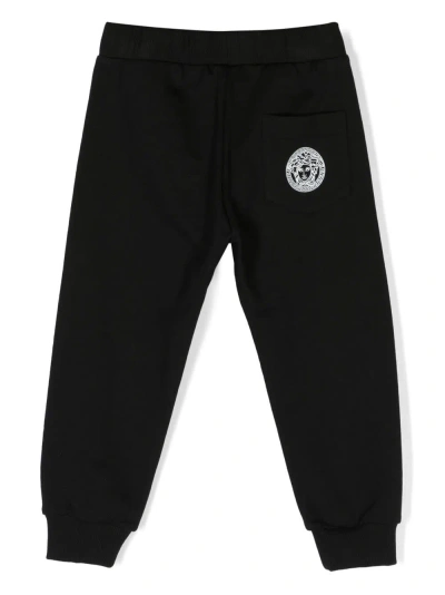 Versace Kids'  Pantaloni Neri In Felpa Di Cotone Bambino In Nero