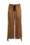 Versace Black Jogger Pants With Drawstring And Barocco Bands In Brown