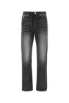 Versace Denim Jeans With Faded Effect And Contrast Stitching In Black