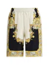 Versace Coral Theatre Print Bermuda Shorts In Black