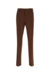 Versace Pantalone In Grain De Poudre Cioccolato Uomo In Brown