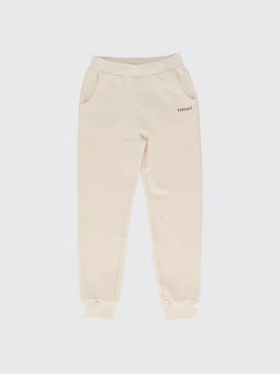 Versace Pants Kids Color Beige In Neutral