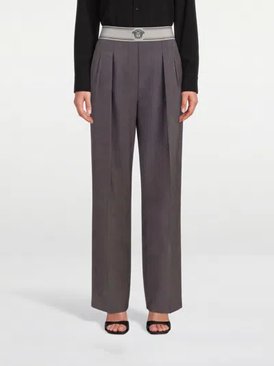 Versace Pants Woman Color Grey In Gray