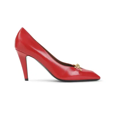 Versace Papavero Vibrated Hot Gol Decollete In Red