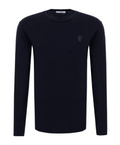 Versace Patch Round Neck T-shirt In Black