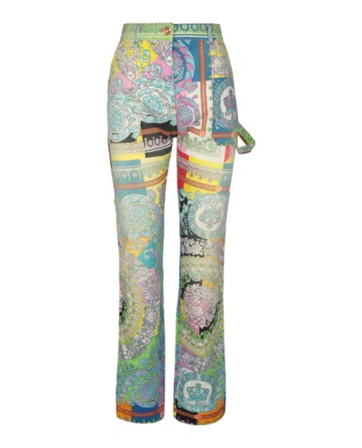 Versace Patchwork Borocco Jeans In Multi