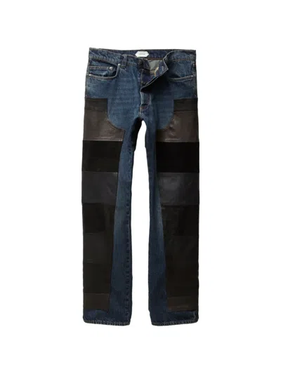 Versace Jean Droit Patchwork En Cuir In Multi
