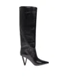 Versace Leather V-heel Knee-high Boots 85 In Black