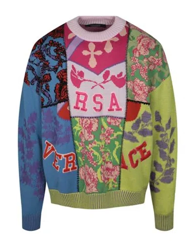 Versace Patchwork Logo Sweater In Pink