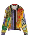 Versace Patchwork-print Button-front Cardigan In Multi