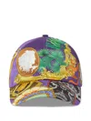 Versace Printed Twill Baseball Cap In Purple