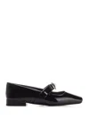 Versace Open-toe Ballet Flats In Gianni Ribbon In Black