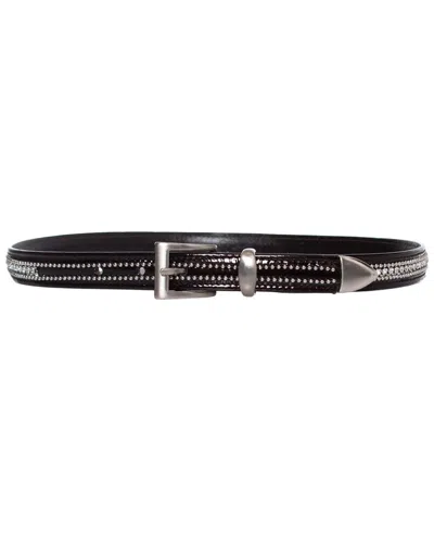 Pre-owned Versace Patent Belt With Rhinestones (authentic Pre-loved) In Black