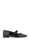 Versace Open-toe Ballet Flats In Gianni Ribbon In Black