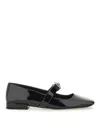 Versace Open-toe Ballet Flats In Gianni Ribbon In Black
