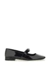 Versace Open-toe Ballet Flats In Gianni Ribbon In Black