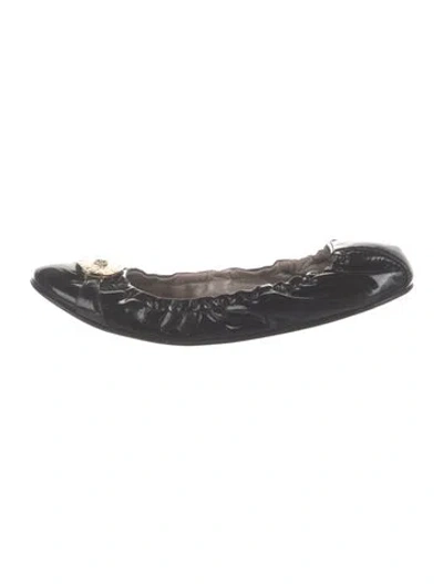 Pre-owned Versace Patent Leather Ballet Flats In Black
