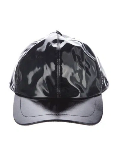Pre-owned Versace Patent Leather Baseball Cap In Black