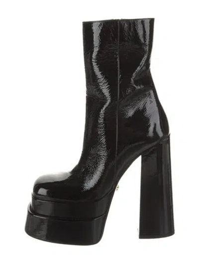 Pre-owned Versace Patent Leather Boots In Black