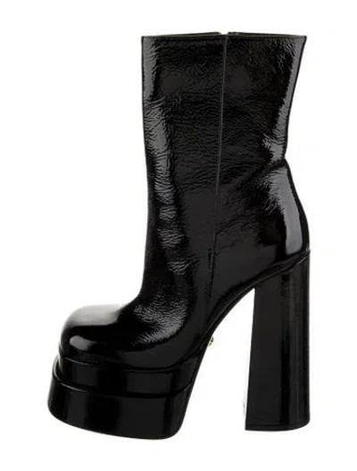 Pre-owned Versace Patent Leather Boots In Black