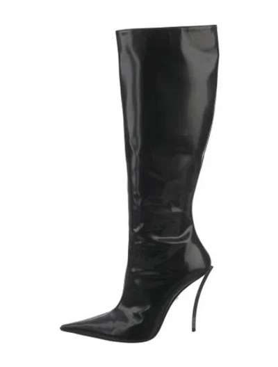 Pre-owned Versace Patent Leather Boots In Black