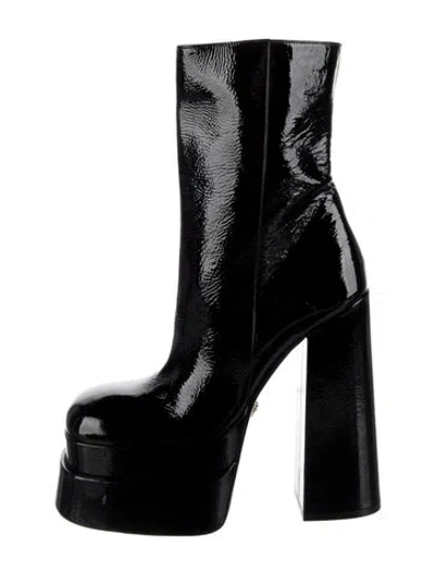 Pre-owned Versace Patent Leather Boots In Black