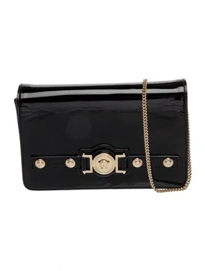 Pre-owned Versace Patent Leather Clutch In Black