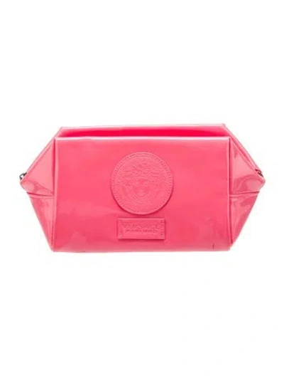 Pre-owned Versace Patent Leather Clutch In Pink