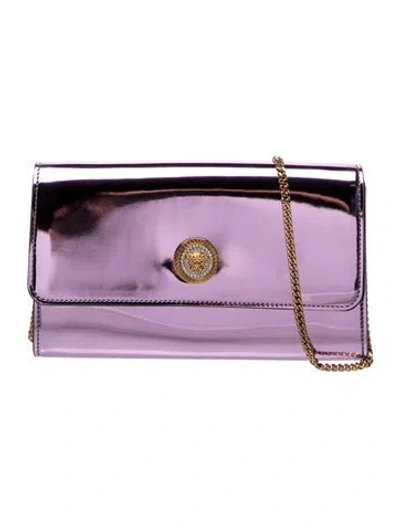 Pre-owned Versace Patent Leather Clutch In Pink