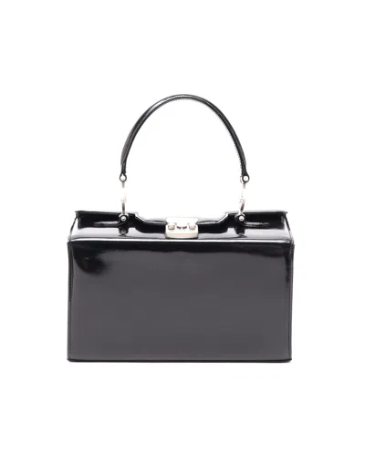 Versace Patent Leather Handbag In Black