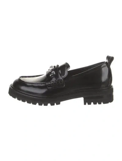 Pre-owned Versace Patent Leather Loafers In Black