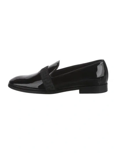Pre-owned Versace Patent Leather Loafers In Black