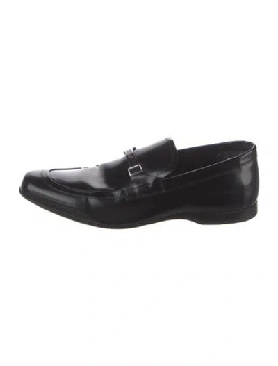 Pre-owned Versace Patent Leather Loafers In Black
