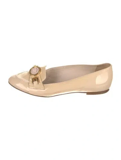 Pre-owned Versace Patent Leather Loafers In Neutral