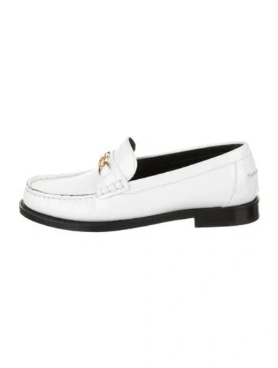 Pre-owned Versace Patent Leather Loafers In White