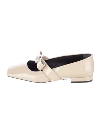 Pre-owned Versace Patent Leather Mary Jane Flats In Neutrals