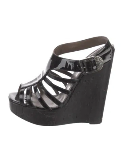 Pre-owned Versace Patent Leather Mules In Black