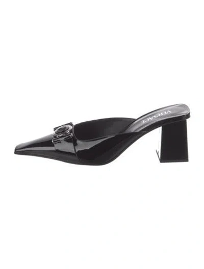 Pre-owned Versace Patent Leather Mules In Black