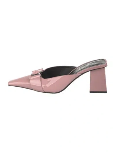 Pre-owned Versace Patent Leather Mules In Pink