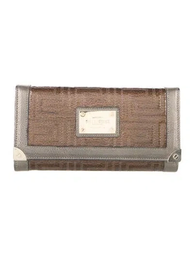 Pre-owned Versace Patent Leather Patterned Wallet In Brown