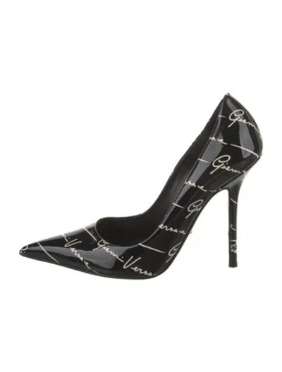 Pre-owned Versace Patent Leather Printed Pumps In Black