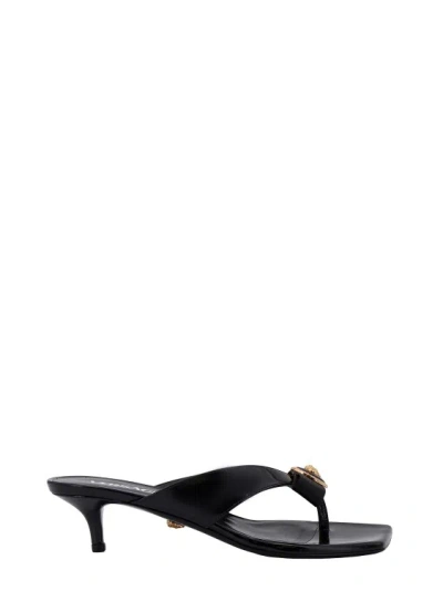Versace Patent Leather Sandals In Black