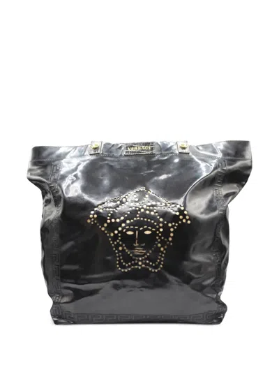 Pre-owned Versace Patent-leather Shoulder Bag In Black