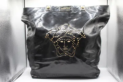 Versace Patent Leather Shoulder Bag In Black