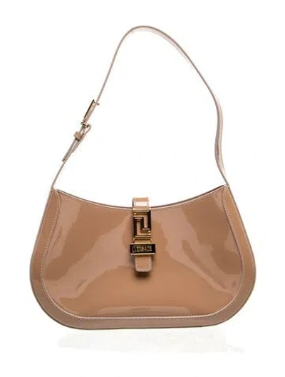 Pre-owned Versace Patent Leather Shoulder Bag In Neutral