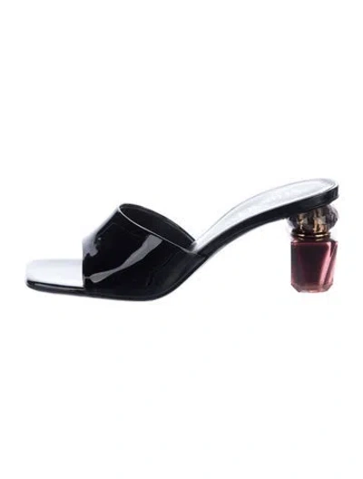 Pre-owned Versace Patent Leather Slides In Blue