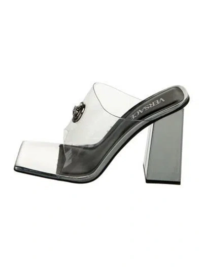 Pre-owned Versace Patent Leather Slides In Transparent