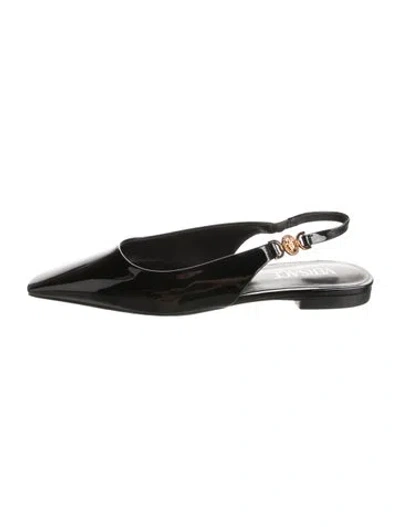 Pre-owned Versace Patent Leather Slingback Flats In Black